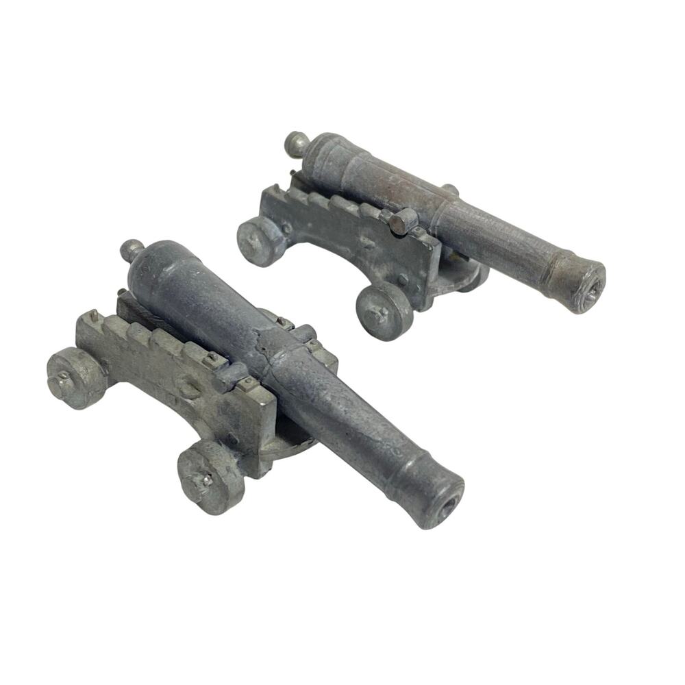 Vintage Cast Metal Toy Mini Civil War Cannons Pair Lot of 2